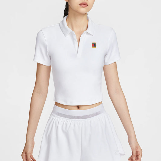 Genuine Nike women's polo shirt, cropped style.